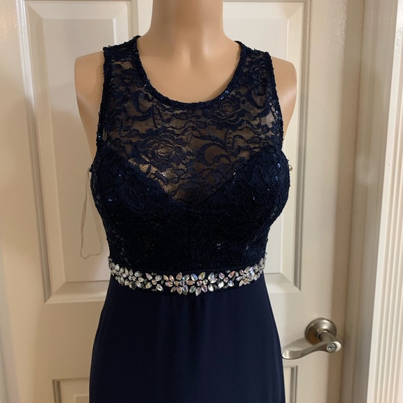 Women’s junior blue navy halter lace top dress - Picture 4 of 10
